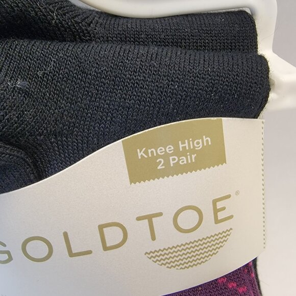 NWT Gold Toe Men's Argyle Knee Sock Reinforced Toe Soft Spun Rayon 2 PAIRS - Picture 2 of 7